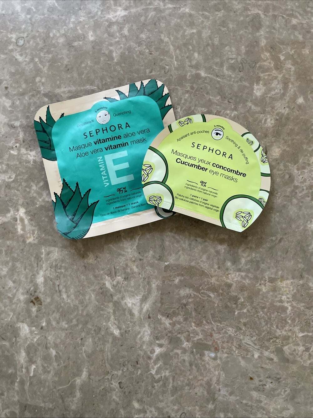 Sephora Aloe Vera Vitamin E Face Mask Sheet/and Cucumber eye Mask